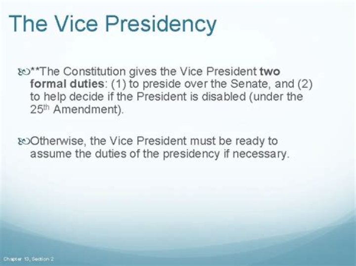 What are the two formal duties of the Vice President quizlet?