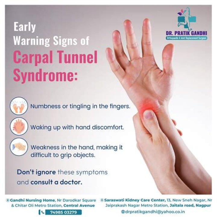 What are the warning signs of carpal tunnel syndrome?