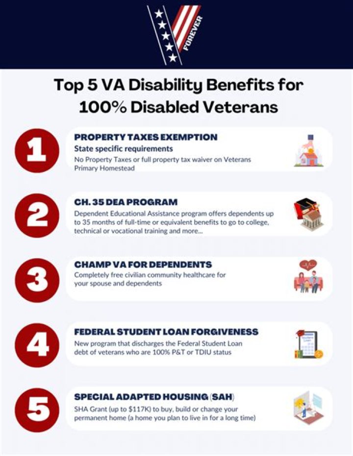 What benefits does a 100 disabled veteran get in California?