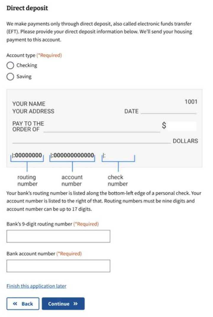 What details are needed for direct deposit?