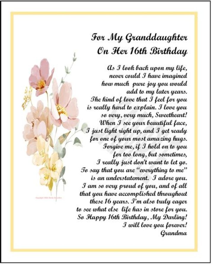 What do you say when your granddaughter turns 16?