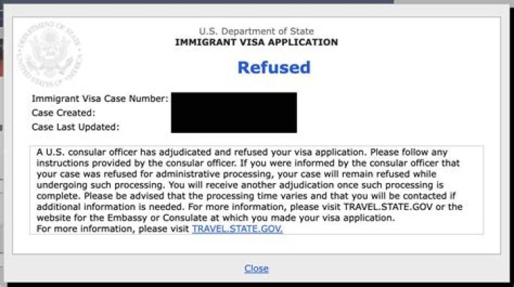 What does refuse mean in US visa?