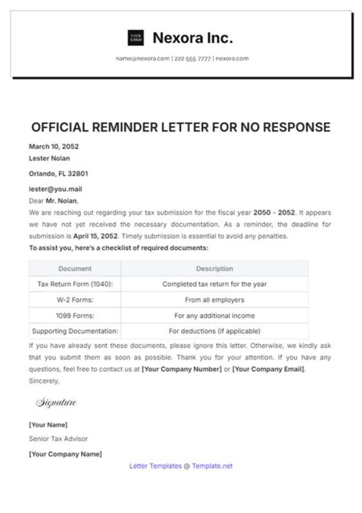 What is a no response letter?