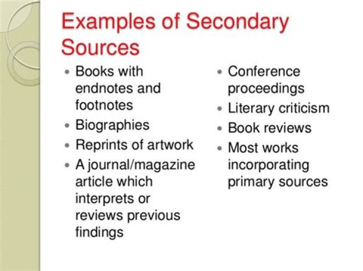 What is a secondary source for a research paper?