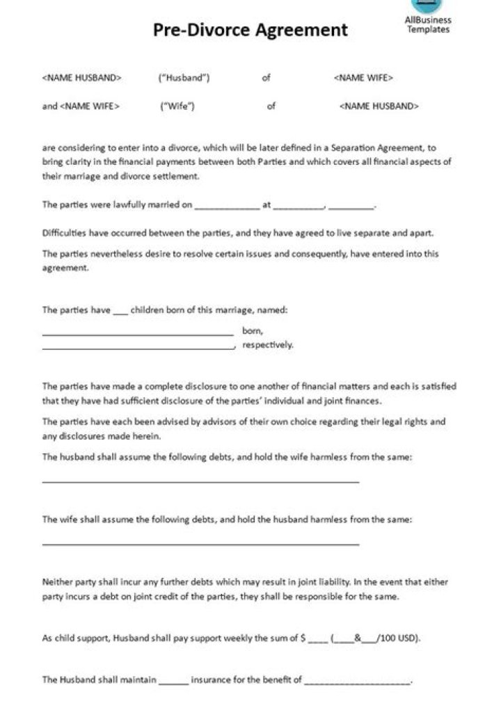 What is a settlement agreement in a divorce?