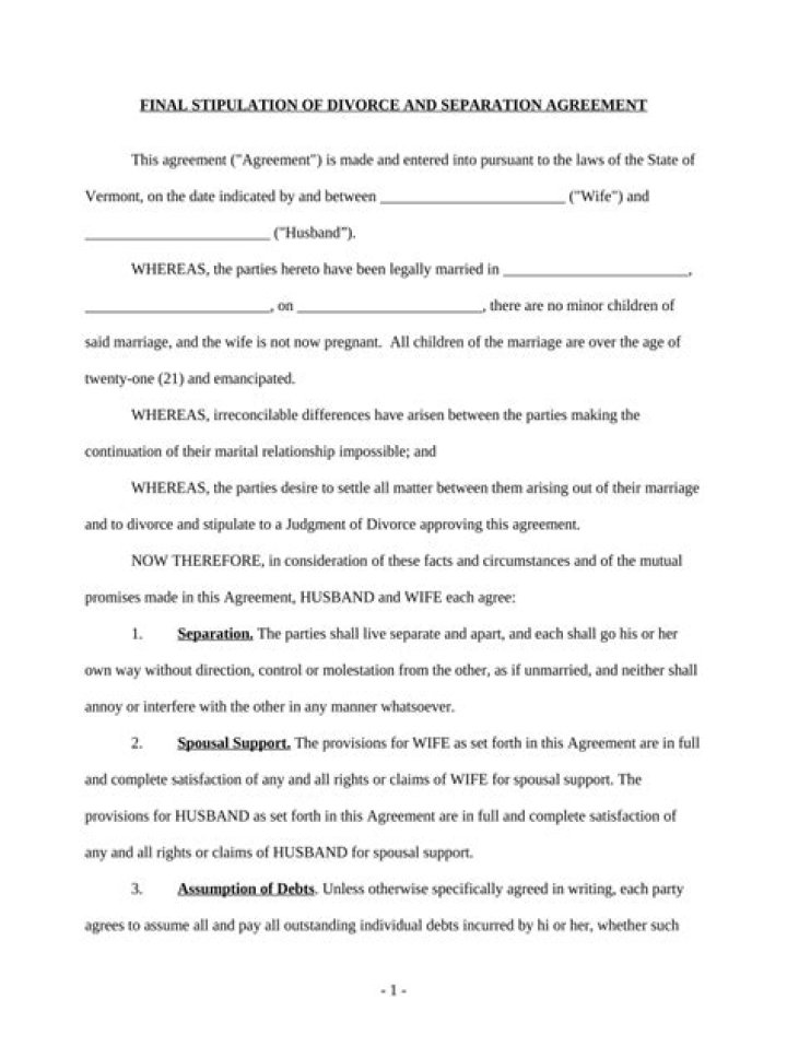 What is a Stipulation agreement in a divorce?