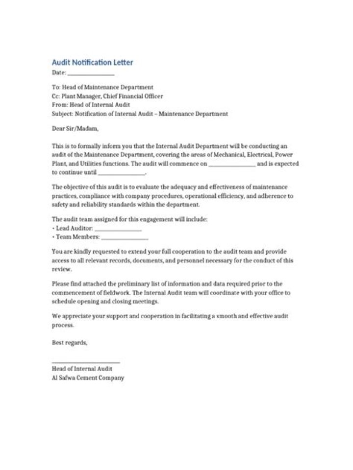 What is an audit notification letter?