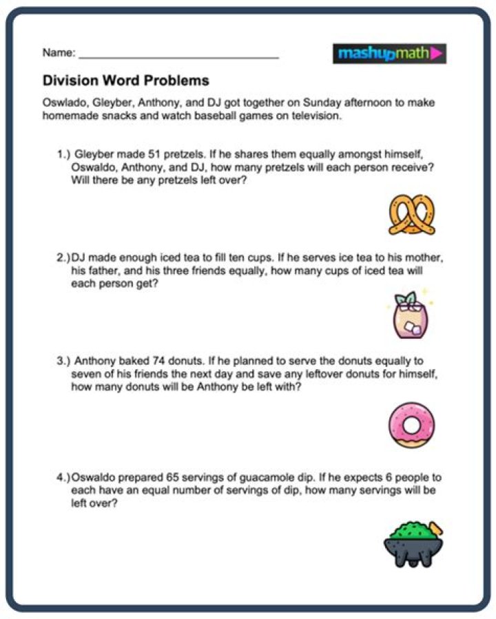 What is an example of a division word problem?