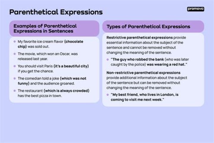 What is an example of a parenthetical expression?