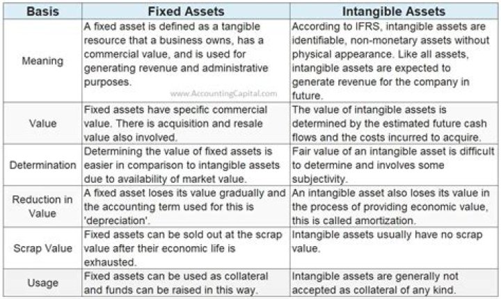 What is an example of an intangible fixed asset?
