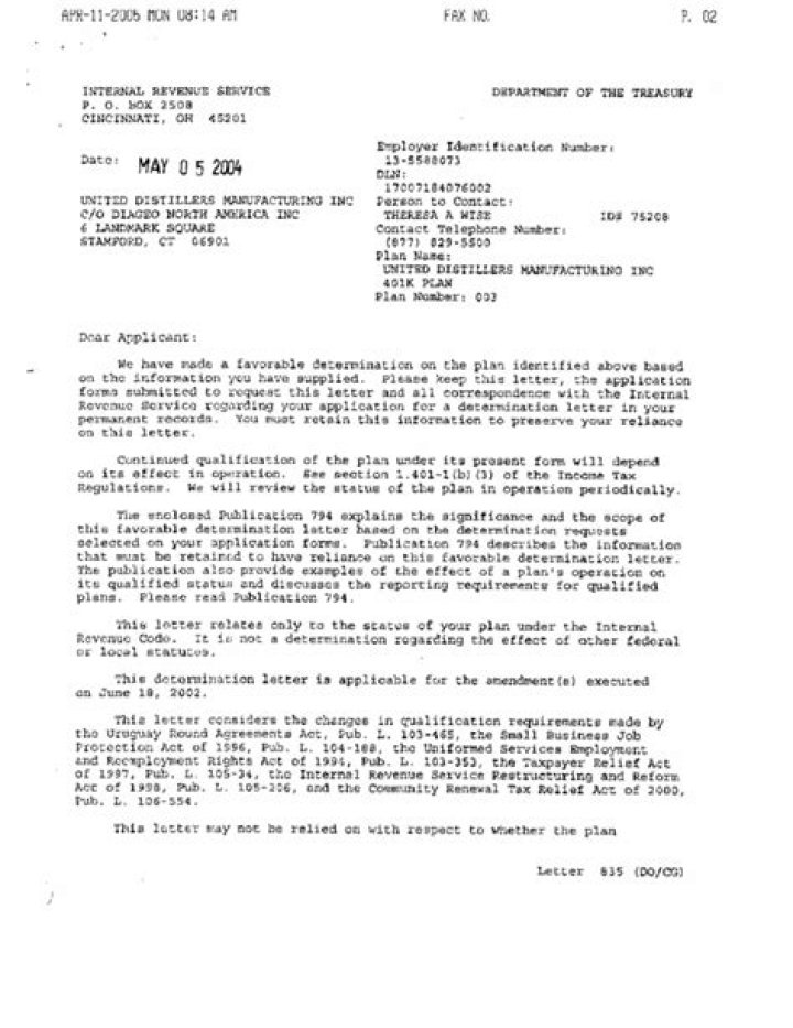 What is an IRS determination letter 401k?