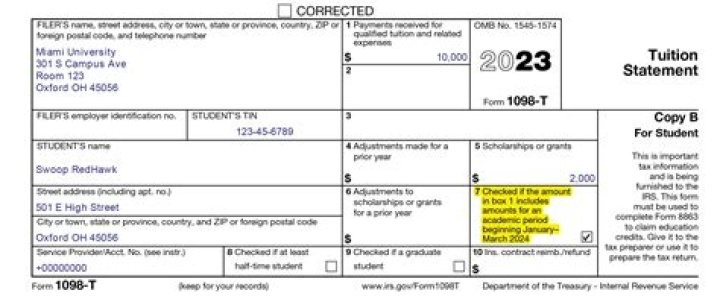 What is Box 7 on a 1098 form?