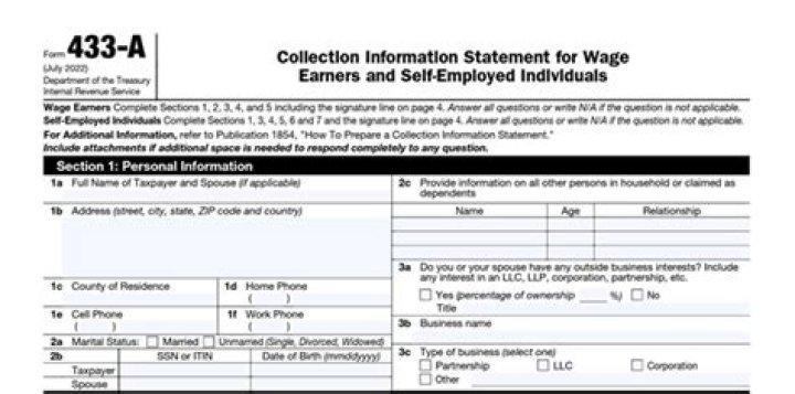 What is Form 433-A for?