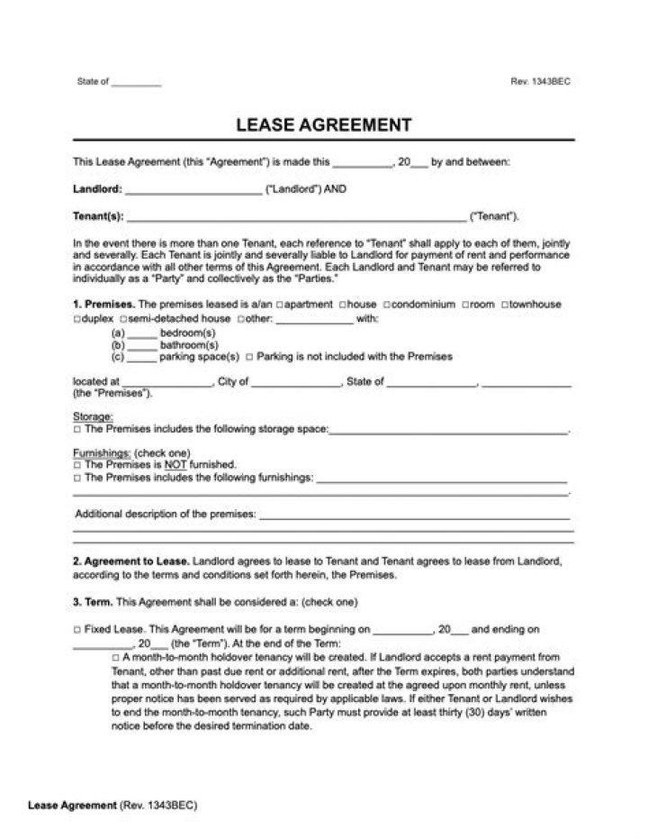 What is included in a lease agreement?
