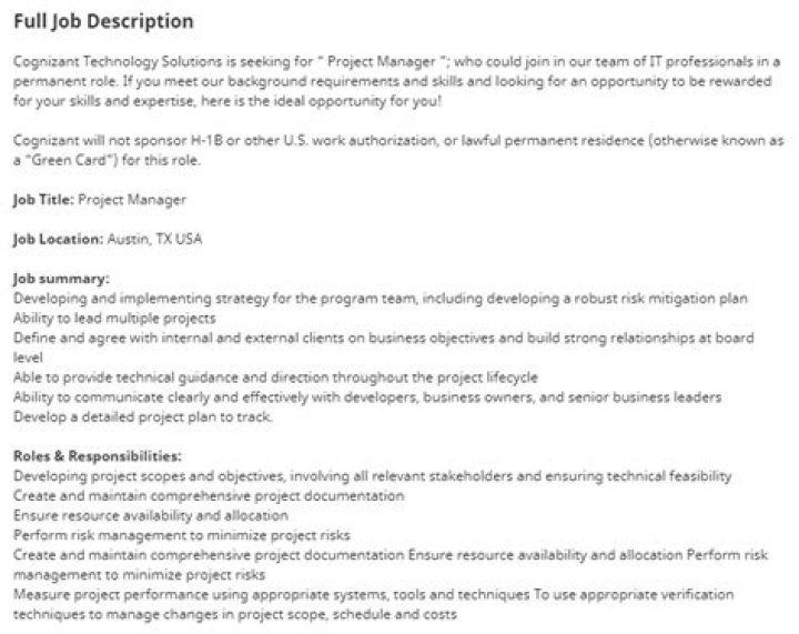 What is project management job description?