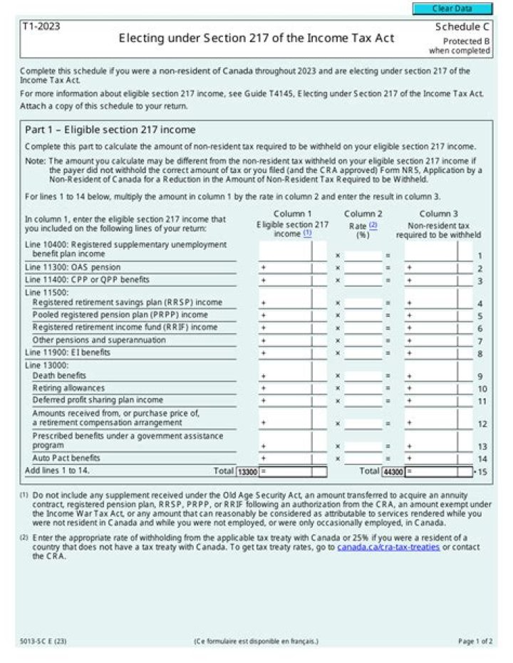 What is Section 217 of the Canadian income tax Act?