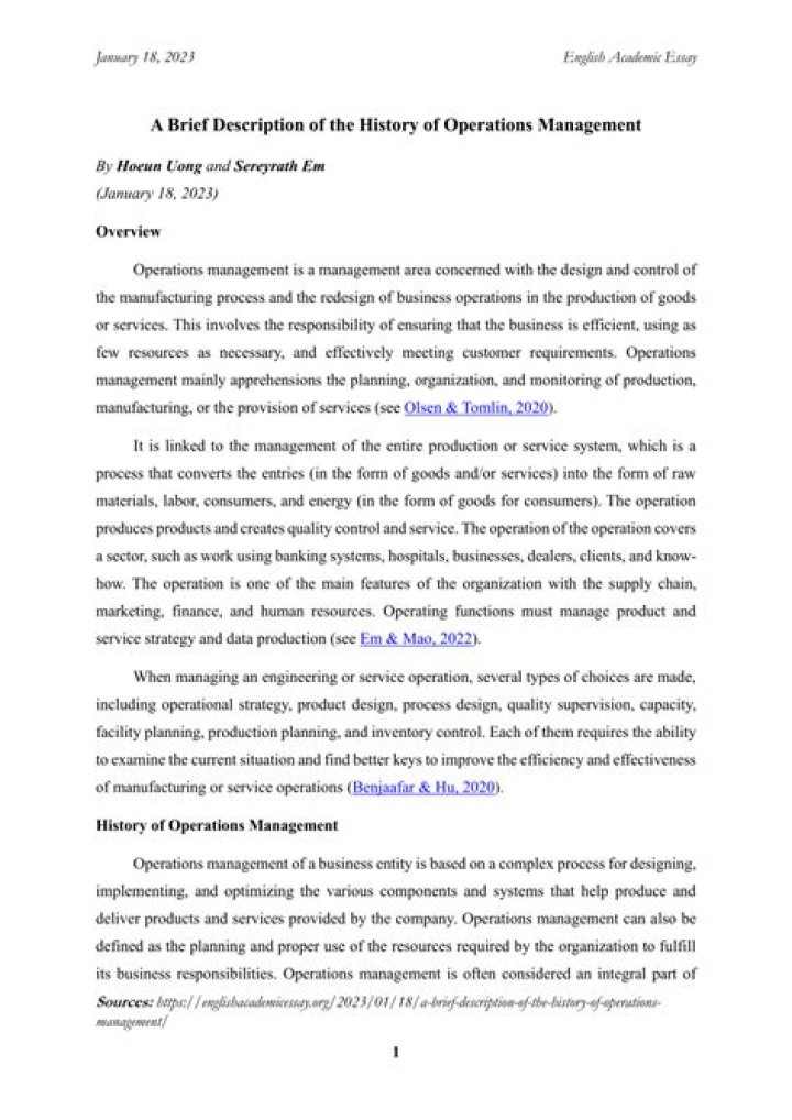 What is the history of operations management?