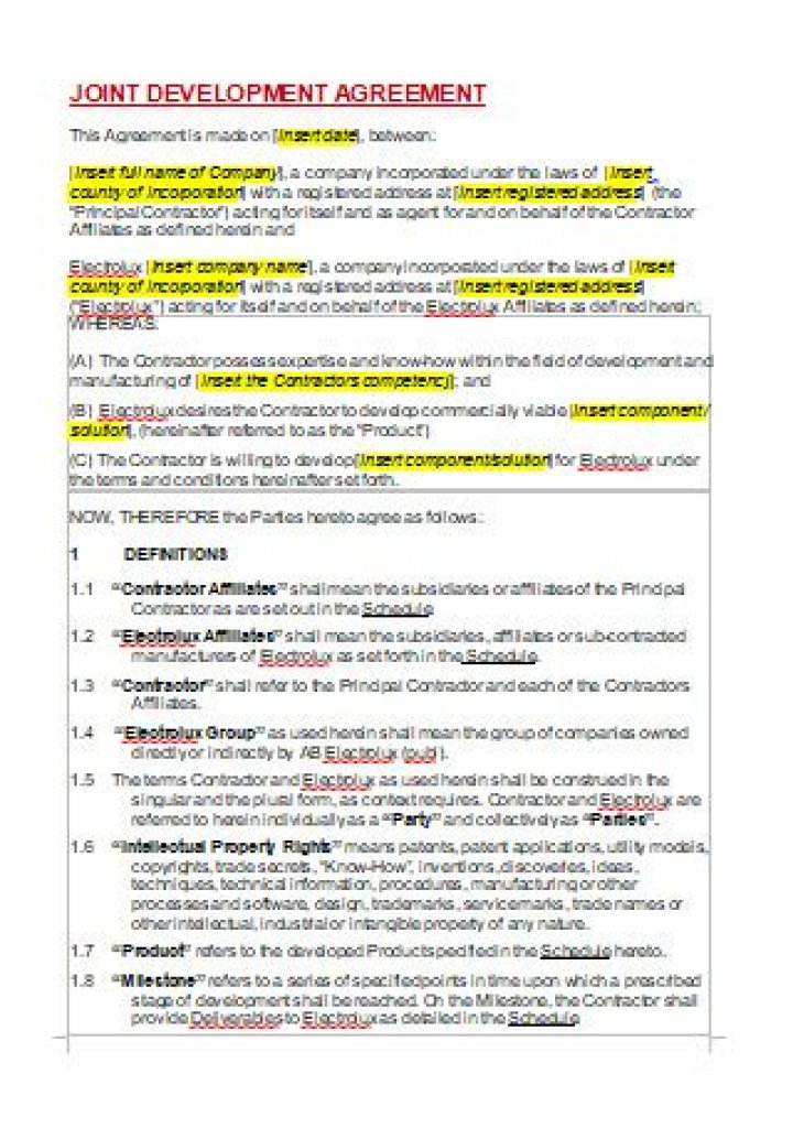 What is the joint development agreement?