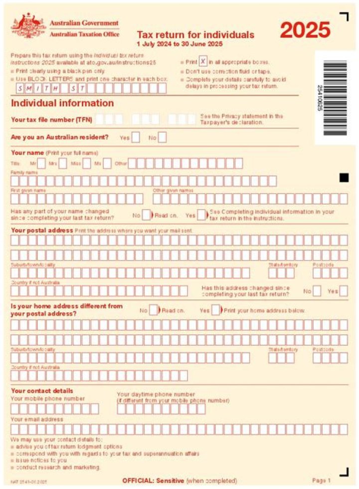 What is the order of tax return forms?