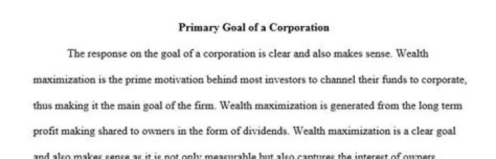 What is the primary goal of the corporation?