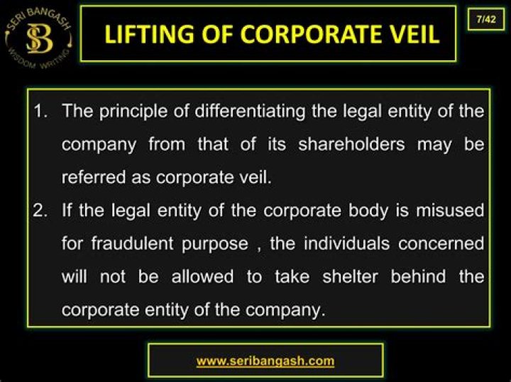 What is the principle of lifting the corporate veil?