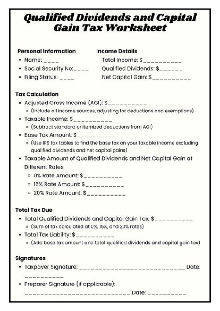 What is the qualified dividends and Capital Gain Tax worksheet used for?
