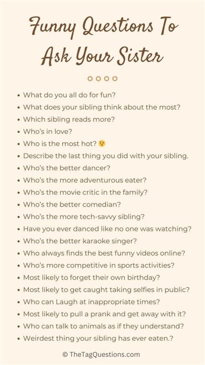 What questions should I ask my sister in law?