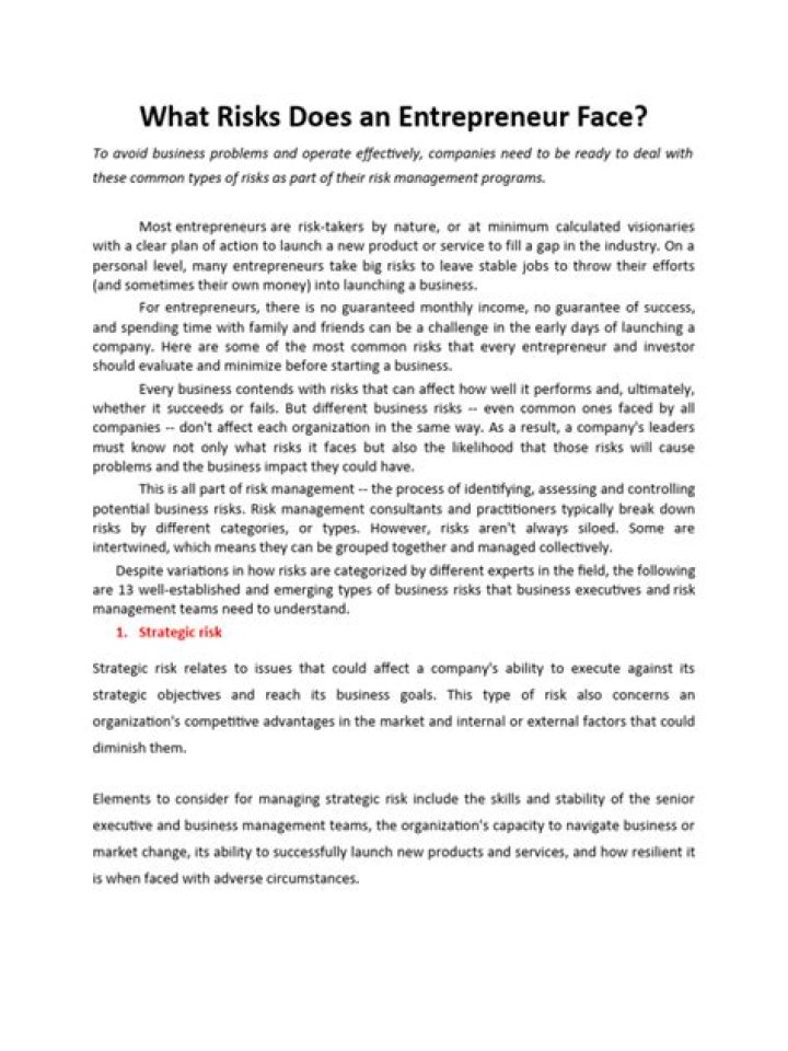 What risks does an entrepreneur face?