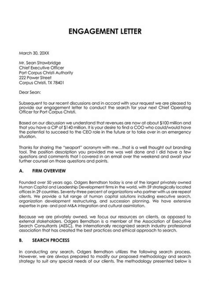 What should an engagement letter contain?