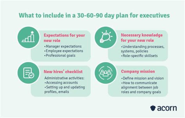 What should be included in a 30 60 90 day plan?