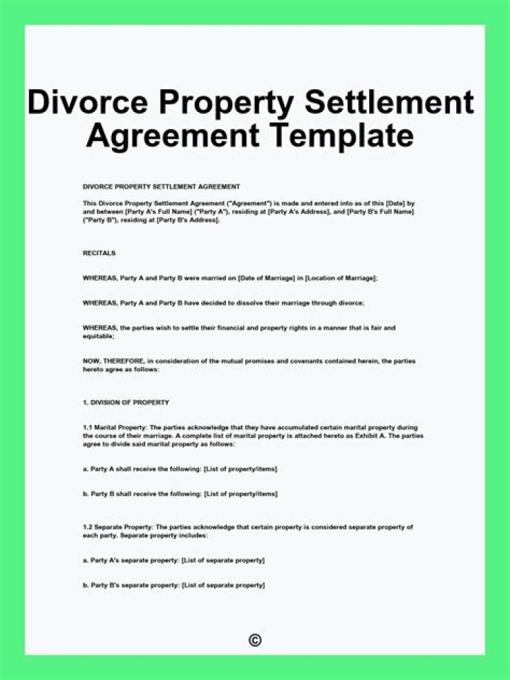 What should be included in a divorce settlement agreement?
