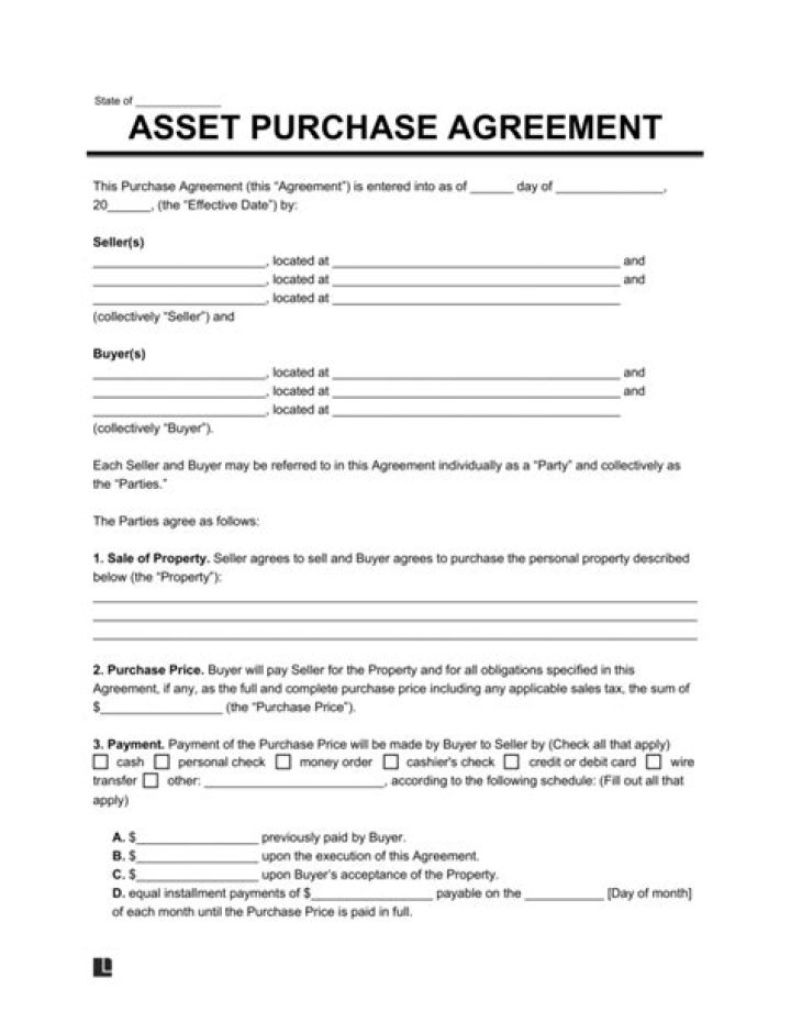 What should I look for in an asset purchase agreement?