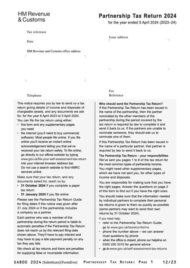 When do I need to update my partnership tax return?