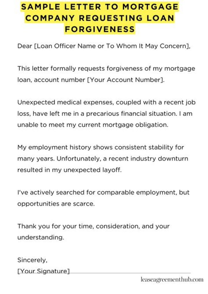 When does a mortgage company consider debt forgiveness?