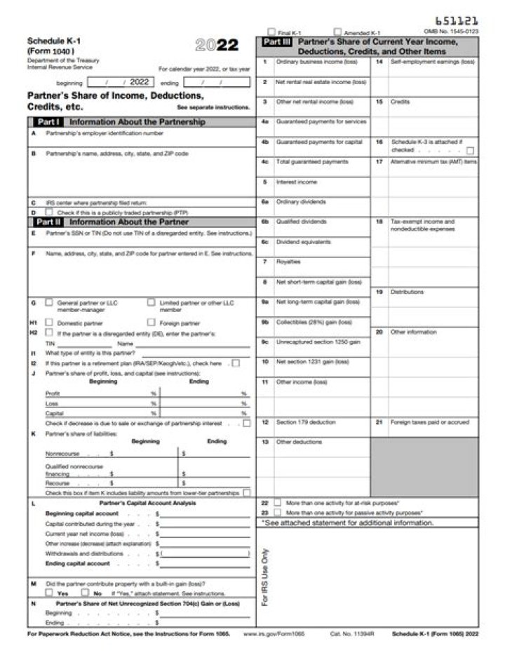 When to report a K-1 statement on a 1040 Form?