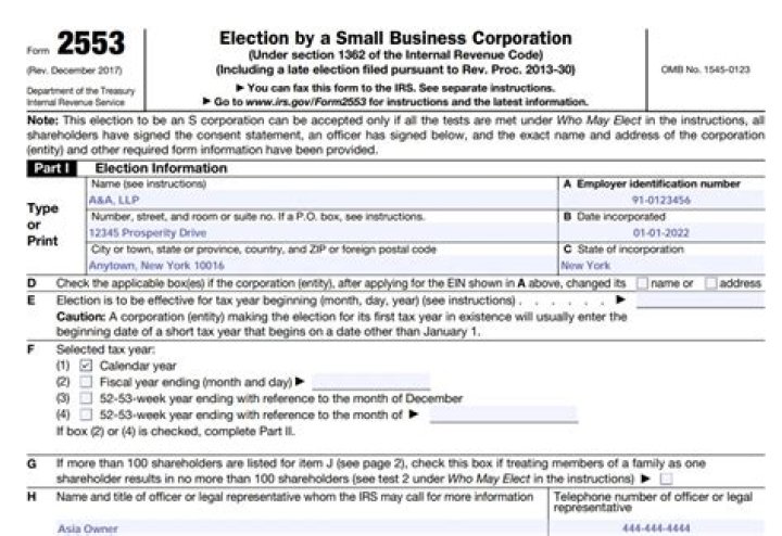 When to use Form 2553 for small business?