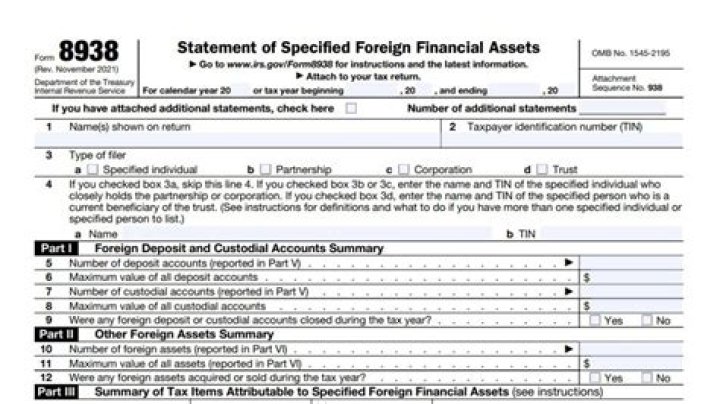 When to use Form 8938 for foreign financial assets?