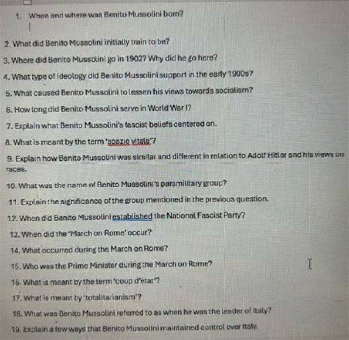 Where was Mussolini born?