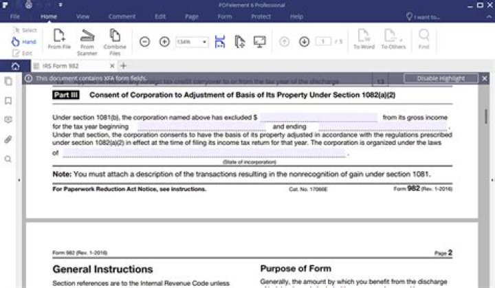 Which is the best way to fill out IRS Form 982?