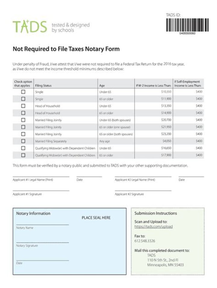 Who is not required to file taxes 2017?