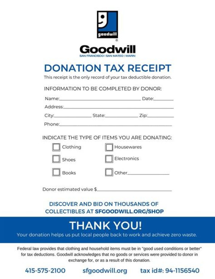 Why does Goodwill offer receipts for donations?